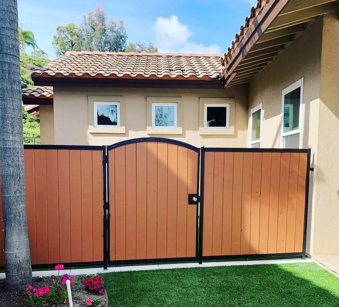 Iron framed rust-proof zinc coated gate with composite wood — strong steel construction